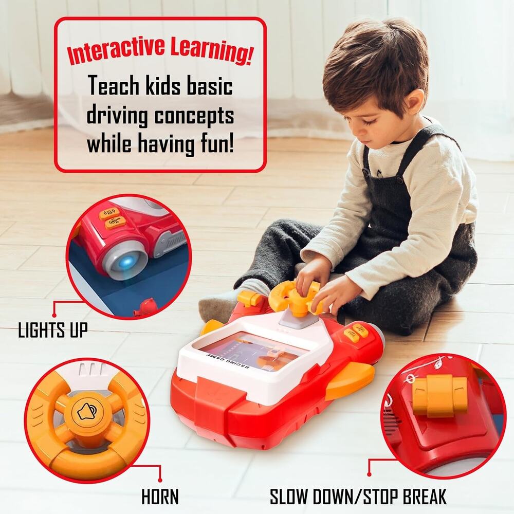 Racing Car Steering Wheel Toy for Kids Driving Simulator Game - Picture 5 of 6